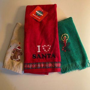 Christmas winter Santa candle gingerbread Hand and fingertip towels.